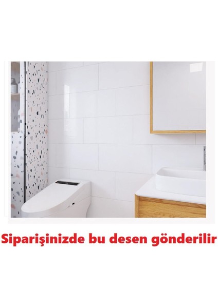 Düz Kırık Beyaz Yapışkanlı Pvc Duvar Kaplama Mutfak Banyo Sticker 30*60CM 6 Adet 1,08MT2