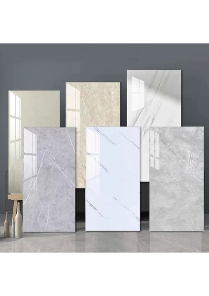 Düz Kırık Beyaz Yapışkanlı Pvc Duvar Kaplama Mutfak Banyo Sticker 30*60CM 6 Adet 1,08MT2