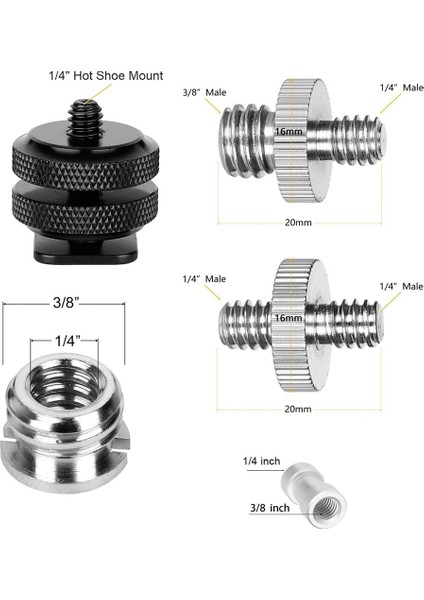 22 Paket Kamera Dönüştürücü Vida, 1/4 Ila 3/8 Vida Adaptörü, 1/4 Ila 1/4 Vida Adaptörü, Kamera Tripod Monopod Bilyalı Başlığı Için (Yurt Dışından)