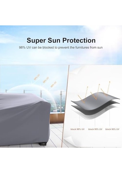 Bahçe Mobilyası Örtüsü, Bahçe Mobilyası Brandası, Su Geçirmez, Rüzgar Geçirmez, Uv Dayanıklı, Bahçe Mobilyası Örtüsü, Bahçe Mobilya Brandası Masa Sandalye Koruma Örtüsü (Grı, 200 * 160 * 80) fiyatları