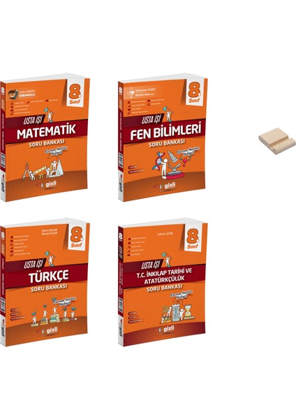 Lgs 8. Sınıf Usta Işi Matematik Fen Türkçe ve Inkılap Tarihi Soru Bankası 4lü Set + Telefon Tutucu