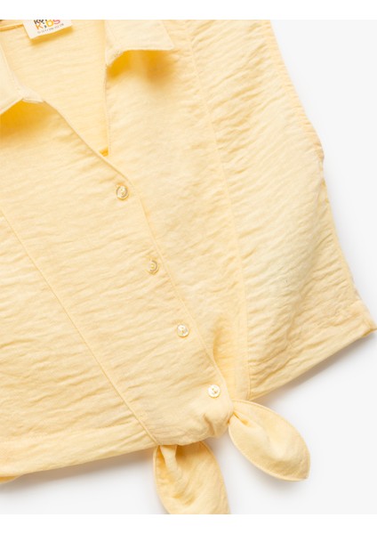 Bağlama Detaylı Düğmeli Kolsuz Gömlek modelleri