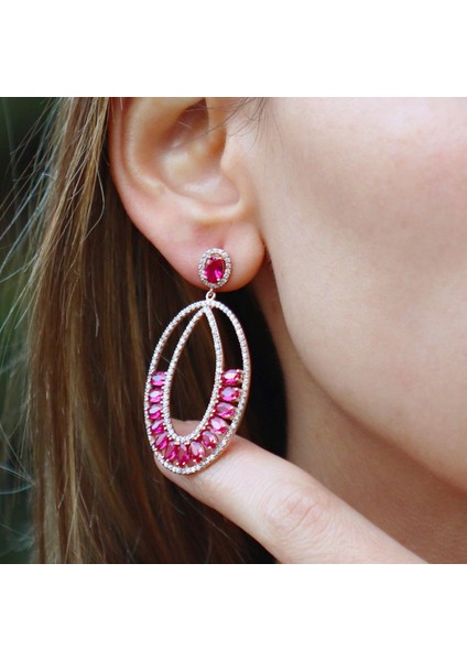 Pembe Zirkon Taşlı Glamore Rose Gold Kaplama Gümüş Küpe fiyatları