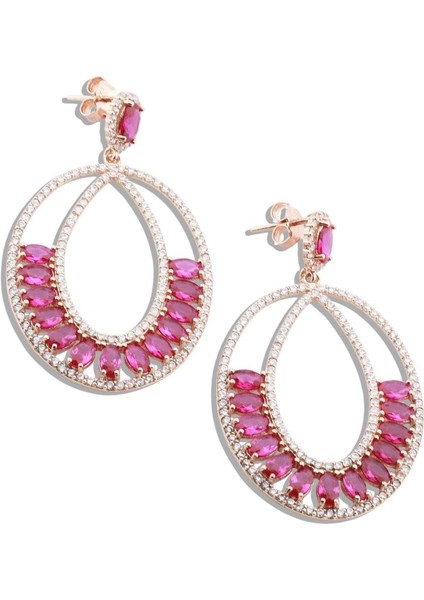 Pembe Zirkon Taşlı Glamore Rose Gold Kaplama Gümüş Küpe fırsatları