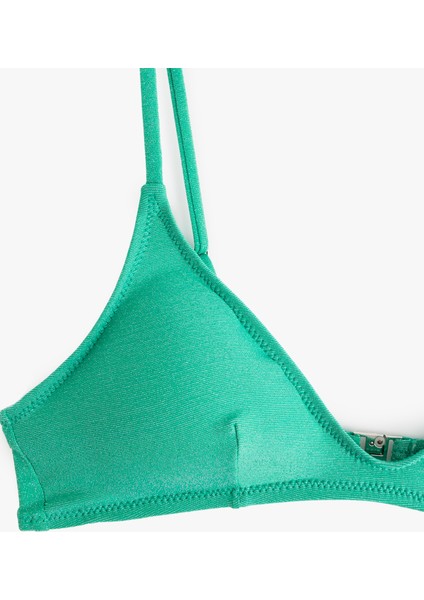 Hafif Destekli Parlak Ince Askılı Bikini Üstü