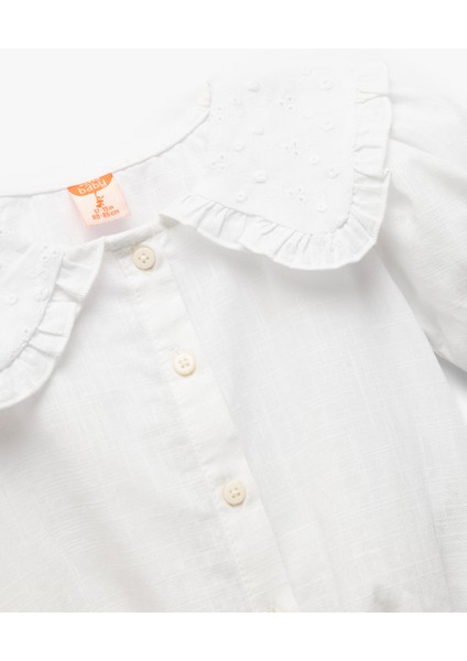Brodeli Kısa Kollu Pamuklu Bebe Yaka Gömlek modelleri
