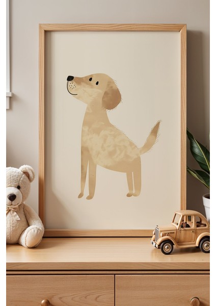 Sevimli Köpek Çocuk Odası Ahşap Çerçeveli Duvar Tablosu