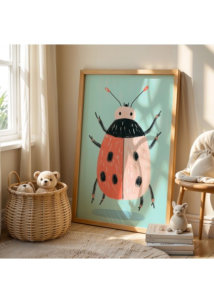 Sevimli Uğur Böceği Çocuk Odası Ahşap Çerçeveli Duvar Tablosu fiyatları