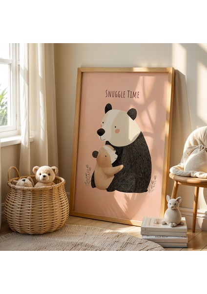 Panda Ailesi Çocuk Odası Ahşap Çerçeveli Duvar Tablosu fiyatları