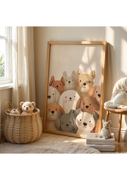 Sevimli Köpekler Çocuk Odası Ahşap Çerçeveli Duvar Tablosu fiyatları