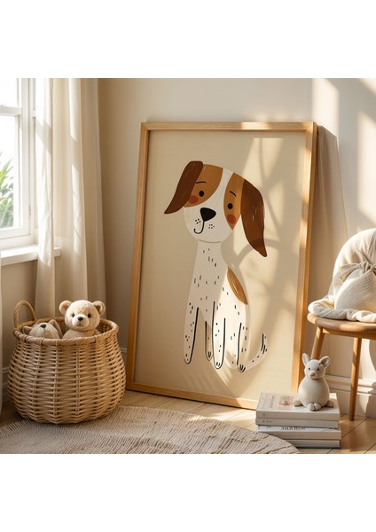 Şaşkın Sevimli Köpek Çocuk Odası Ahşap Çerçeveli Duvar Tablosu fiyatları