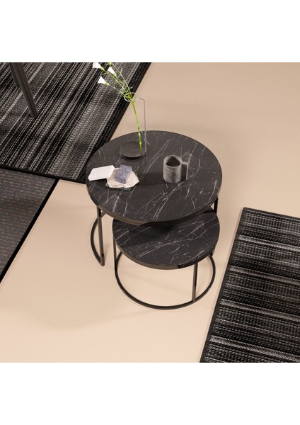 Devin Dekor Orta Sehpa Ikili Lüx Specıal Bendir Siyah Demir fiyatları