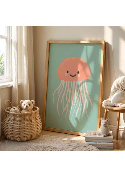 Sevimli Deniz Anası Çocuk Odası Ahşap Çerçeveli Duvar Tablosu fiyatları