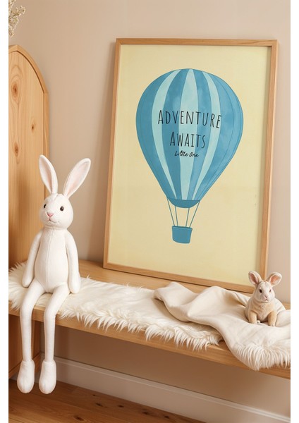 Balon Macera Çocuk Odası Ahşap Çerçeveli Duvar Tablosu