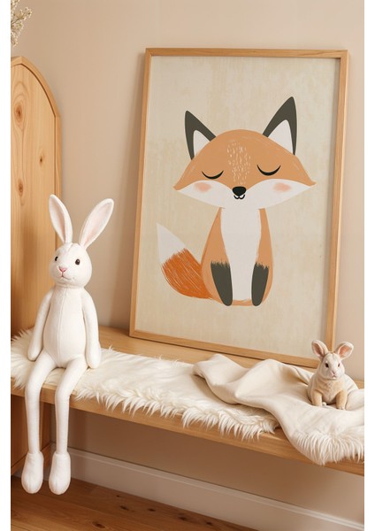 Sevimli Tilki Çocuk Odası Ahşap Çerçeveli Duvar Tablosu