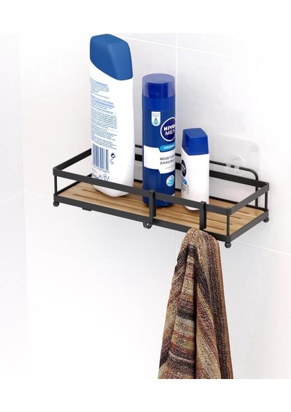Banyo Düzenleyici Yapışkanlı Metal Banyo Rafı Tekli Duş Rafı Organizer Şampuanlık Mat SIYAH-GNRL180 modelleri
