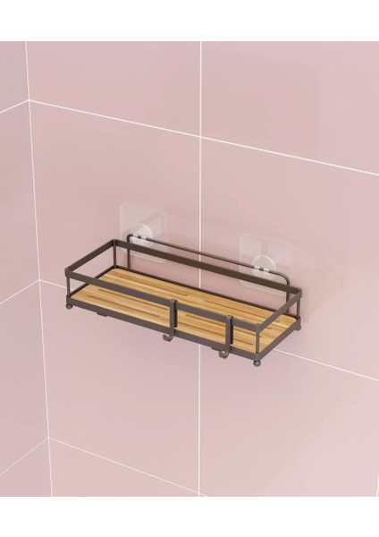 Banyo Düzenleyici Yapışkanlı Metal Banyo Rafı Tekli Duş Rafı Organizer Şampuanlık Mat SIYAH-GNRL180 fırsatları