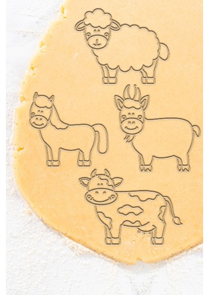 Çiftliğin Sevimlileri Kurabiye Kalıbı, Hamur Şekillendirici, 4 'lü Set