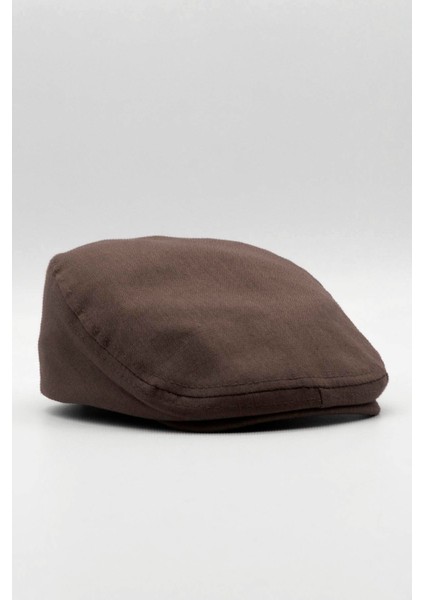 Erkek Düz Pamuklu Acı Kahve Flat Cap Kasket