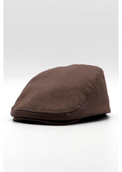 Erkek Düz Pamuklu Acı Kahve Flat Cap Kasket
