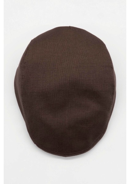 Erkek Düz Pamuklu Acı Kahve Flat Cap Kasket