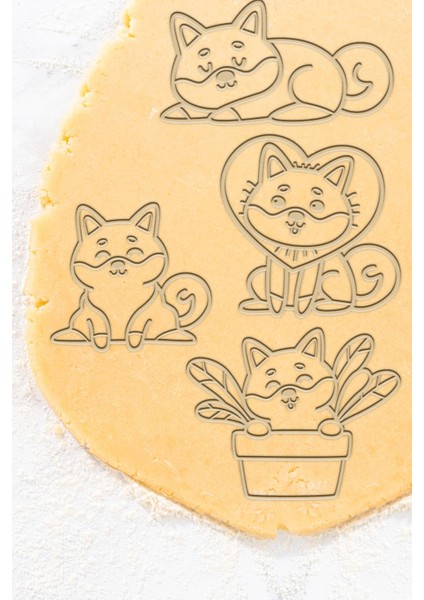 Kedicik Kurabiye Kalıbı, Hamur Şekillendirici, 5'li Set