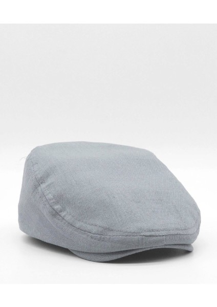 Erkek Düz Pamuklu Gri Flat Cap Kasket