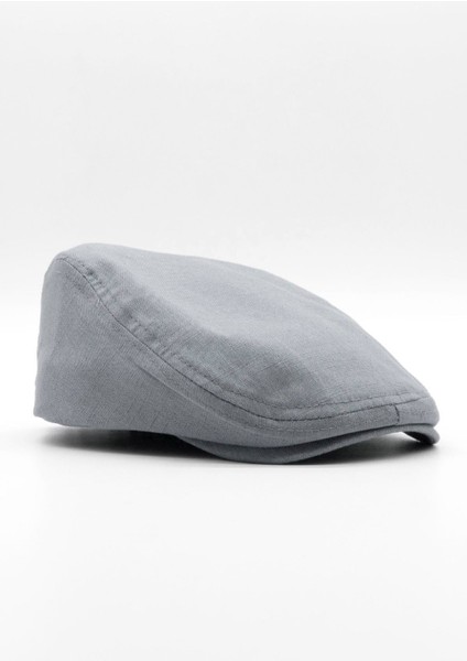 Erkek Düz Pamuklu Gri Flat Cap Kasket