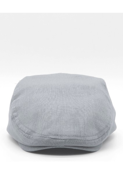 Erkek Düz Pamuklu Gri Flat Cap Kasket