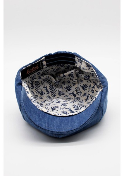 Erkek Denim Ingiliz Newsboy Kasket - Indigo Mavi Kot Şapka | Standart Fit/esnek fırsatları