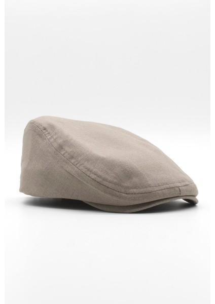 Erkek Düz Pamuklu Latte Flat Cap Kasket