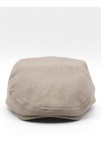 Erkek Düz Pamuklu Latte Flat Cap Kasket