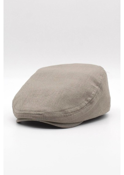 Erkek Düz Pamuklu Latte Flat Cap Kasket