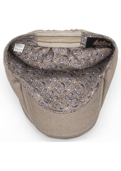 Erkek Düz Pamuklu Latte Flat Cap Kasket