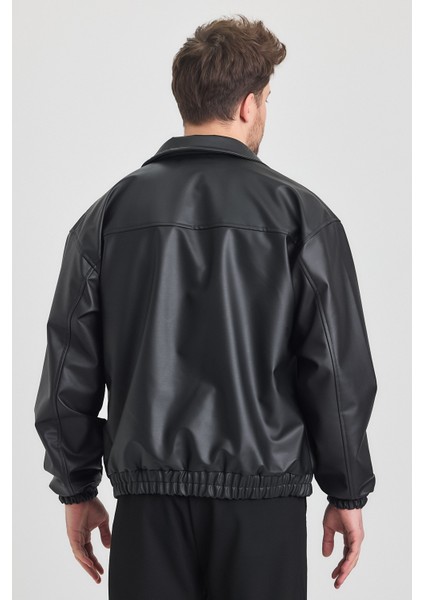 Oversize Erkek Siyah Deri Ceket modelleri
