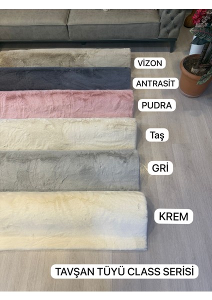 Tavşan Tüyü Krem Yumuşak Makinada Yıkanabilir Kaymaz Kalın Dekoratif Post Halı