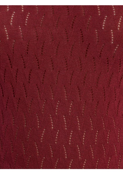 10732 Askılı Ajurlu Fiyonk Detaylı Ince Triko Bluz-Bordo indirimleri