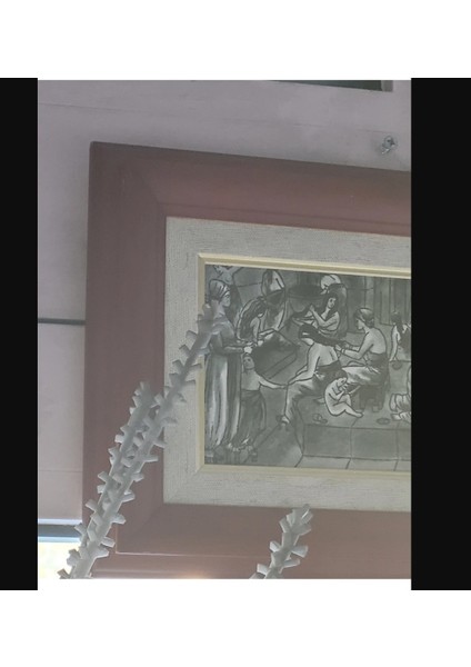 Ahşap Çerçeveli Resim Seramik Kadın Hamam Duvar Tablo 30X20X2CM Otantik Hediyelik Asmalık 1 Adet modelleri