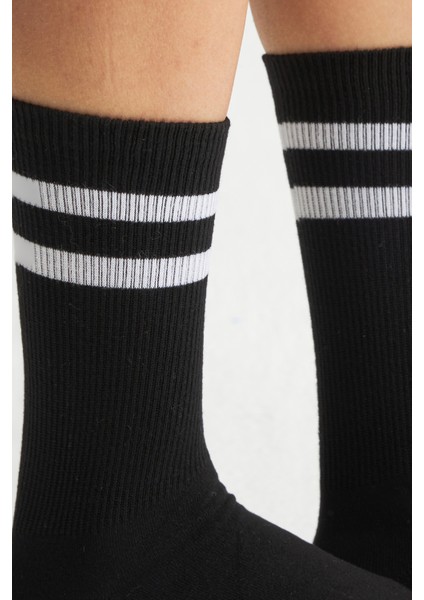 Bambu Kadın Siyah Kaydırmaz Taban Silikon Baskı Yoga Fitness Pilates Bale Dans Tenis Çorabı 3'lü fırsatları