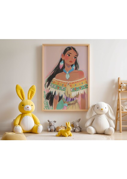 Kızılderili Prenses Çocuk Odası Ahşap Çerçeveli Duvar Tablosu modelleri