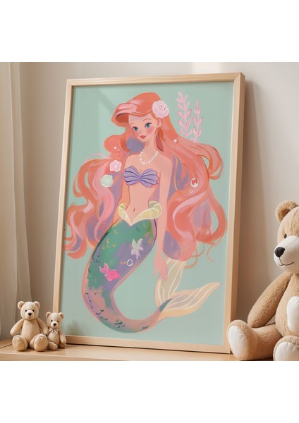 Denizkızı Prenses Çocuk Odası Ahşap Çerçeveli Duvar Tablosu fiyatları