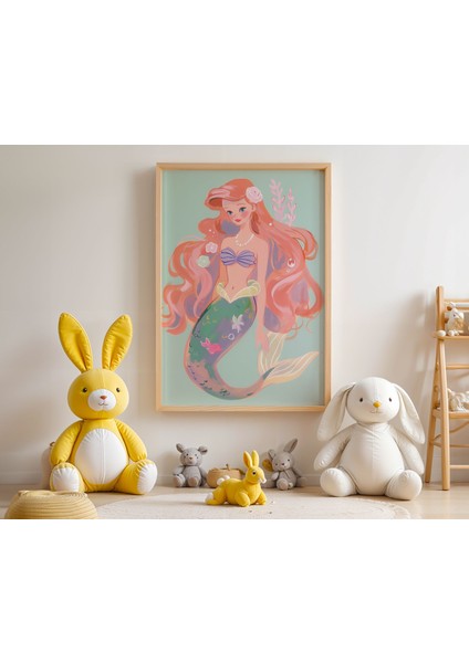 Denizkızı Prenses Çocuk Odası Ahşap Çerçeveli Duvar Tablosu modelleri