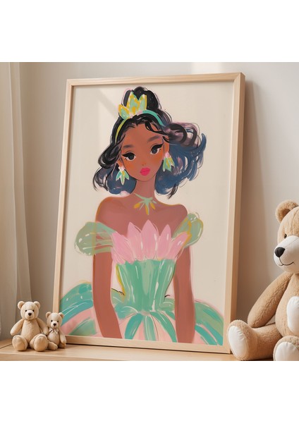 Çiçek Kraliçe Temalı Çocuk Odası Ahşap Çerçeveli Duvar Tablosu fiyatları
