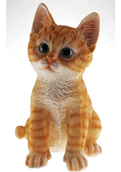 Sarı Oturan Kedi Poliserin Biblo Cat Sitting Yellow 20CM Dekoratif Obje Figür Sevimli Gift Adet fırsatları