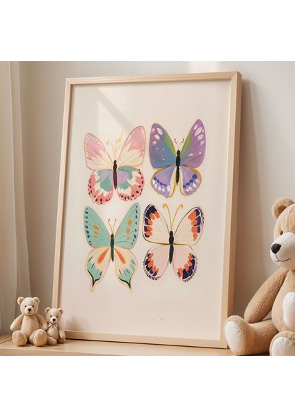 Deniz Kızı Illüstrasyonu Çiçek Taçlı Pastel Renkler Çocuk Odası Ahşap Çerçeveli Duvar Tablosu fiyatları