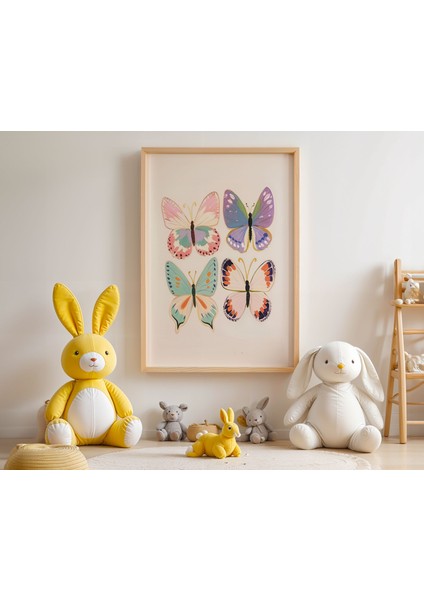 Deniz Kızı Illüstrasyonu Çiçek Taçlı Pastel Renkler Çocuk Odası Ahşap Çerçeveli Duvar Tablosu modelleri