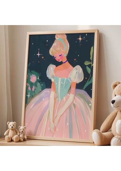 Gece Bahçesinde Prenses Çocuk Odası Ahşap Çerçeveli Duvar Tablosu fiyatları