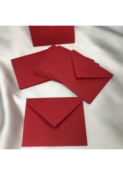 Zarf Küçük Mesaj Zarfı Red Envelope 7x9 cm - 10 Adet
