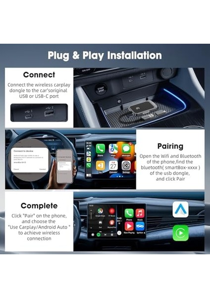 Auto Carplay ve Android Auto Dönüştürücü Araç Multimedya Adaptörü Cpk