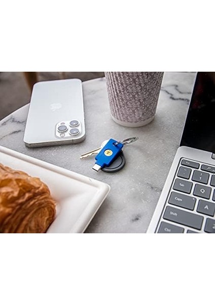 Y-400 Security Key C Nfc - USB ve Nfc Güvenlik Anahtarı, Iki Faktörlü Kimlik Doğrulama, Usb-C Bağlantıları Için Uygundur ve Desteklenen Nfc Mobil Cihazlarla Çalışır, Mavi
